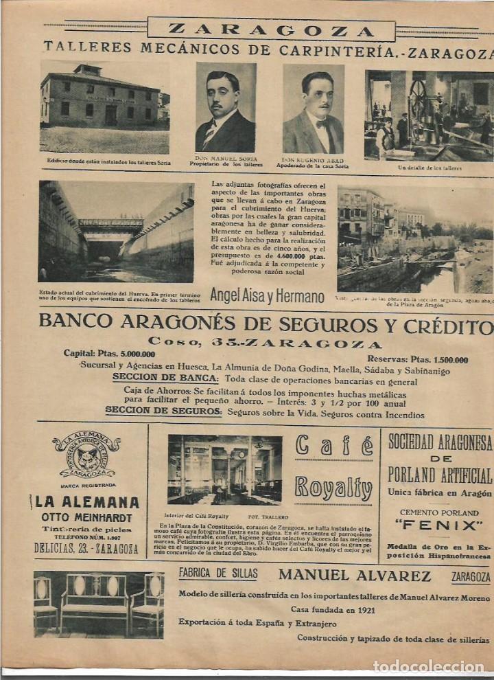 Colecionismo: A&Ntilde;O 1925 RECORTE PRENSA PUBLICIDAD ANGEL AISA Y HERMANO TALLERES MECANICOS CARPINTERIA ZARAGOZA