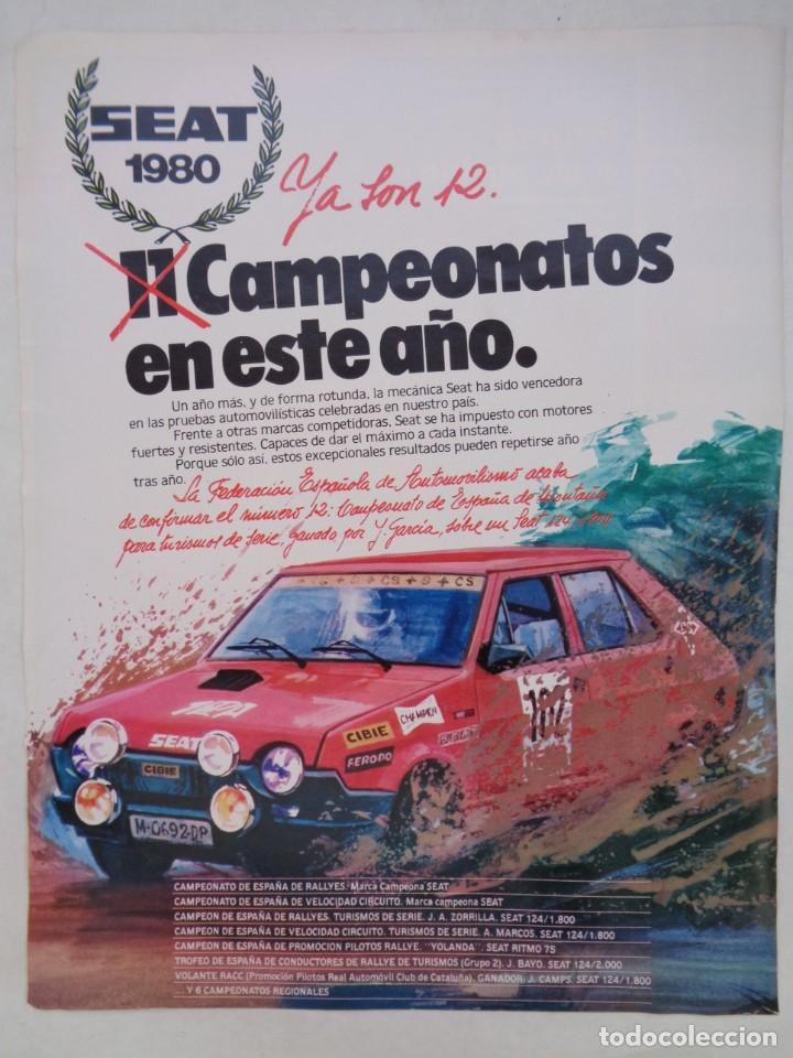 Coleccionismo: HOJA DE REVISTA CON ANUNCIO PUBLICITARIO DE COCHE SEAT 1980, 12 CAMPEON . A&Ntilde;OS 80