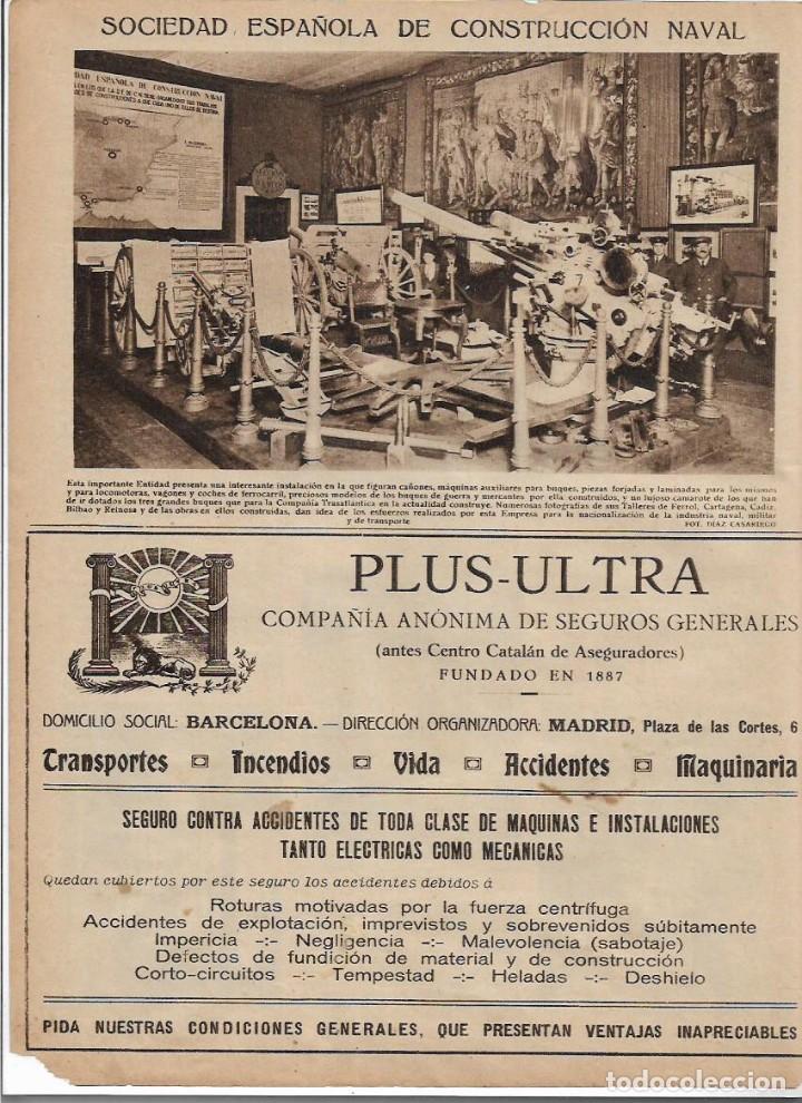 Coleccionismo: A&Ntilde;O 1925 RECORTE PRENSA PUBLICIDAD PLUS ULTRA PLUS-ULTRA COMPA&Ntilde;IA ANONIMA DE SEGUROS GENERALES