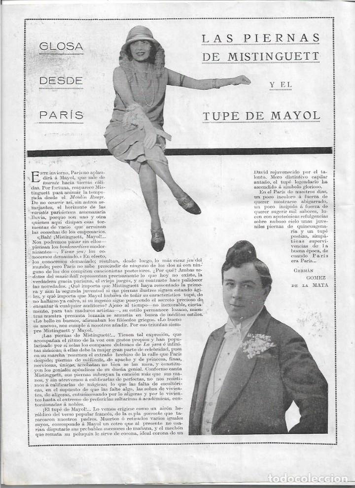 Collezionismo: A&Ntilde;O 1925 RECORTE PRENSA LAS PIERNAS DE MISTINGUETT Y EL TUPE DE AYOL ARTISTAS ACTOR ACTRIZ TEATRO