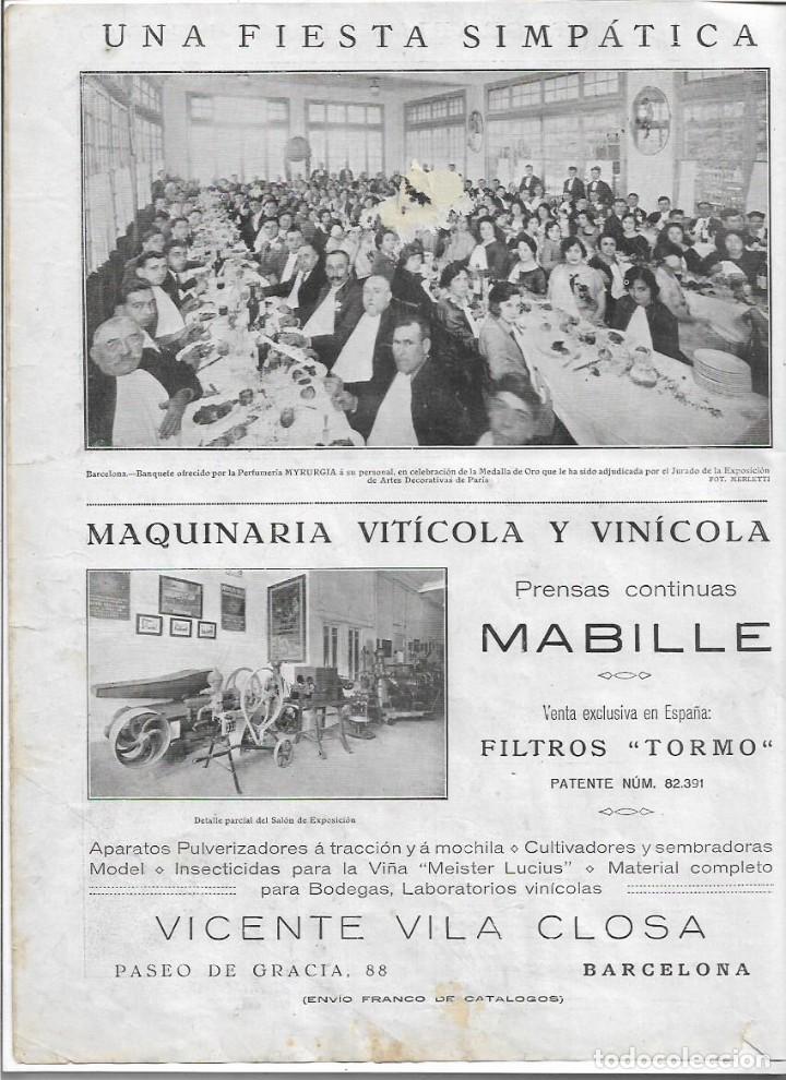Colecionismo: A&Ntilde;O 1925 RECORTE PRENSA PUBLICIDAD MAQUINARIA VITICOLA VINICOLA VICENTE VILA CLOSA PENSAS MABILLE