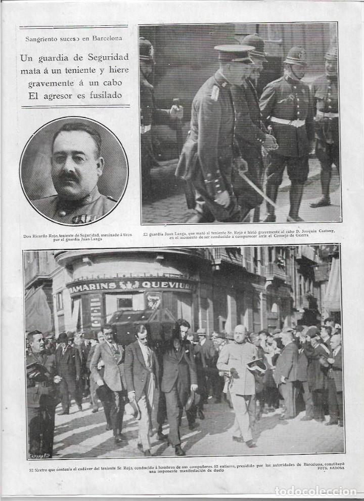 Collezionismo: A&Ntilde;O 1925 RECORTE PRENSA SUCESOS BARCELONA JUAN LANGA GUARDIA SEGURIDAD MATA AL TENIENTE RICARDO ROJO