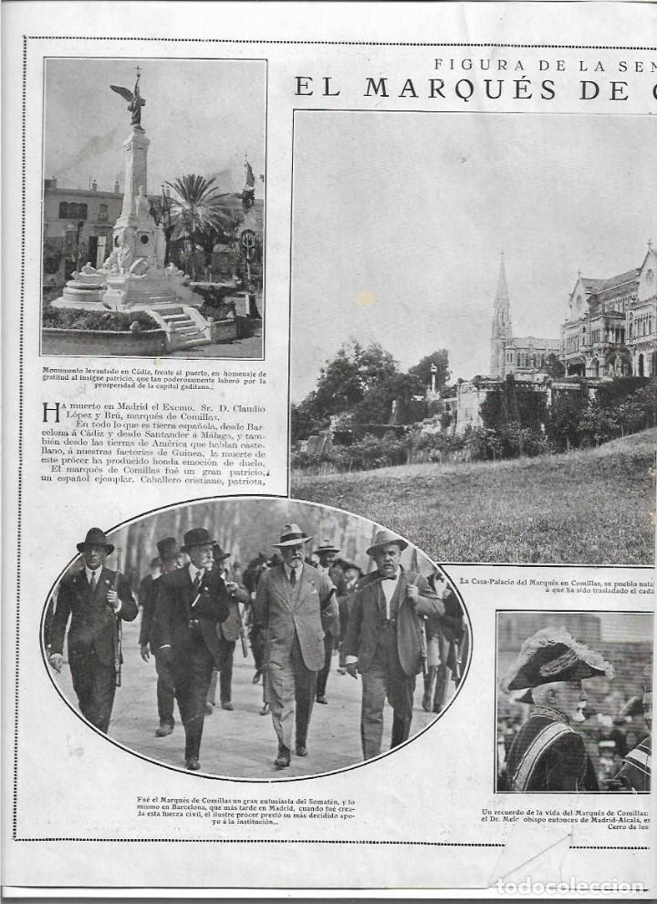 Collecting paper: A&Ntilde;O 1925 RECORTE PRENSA EL MARQUES DE COMILLAS MONUMENTO CADIZ CASA PALACIO COMILLAS