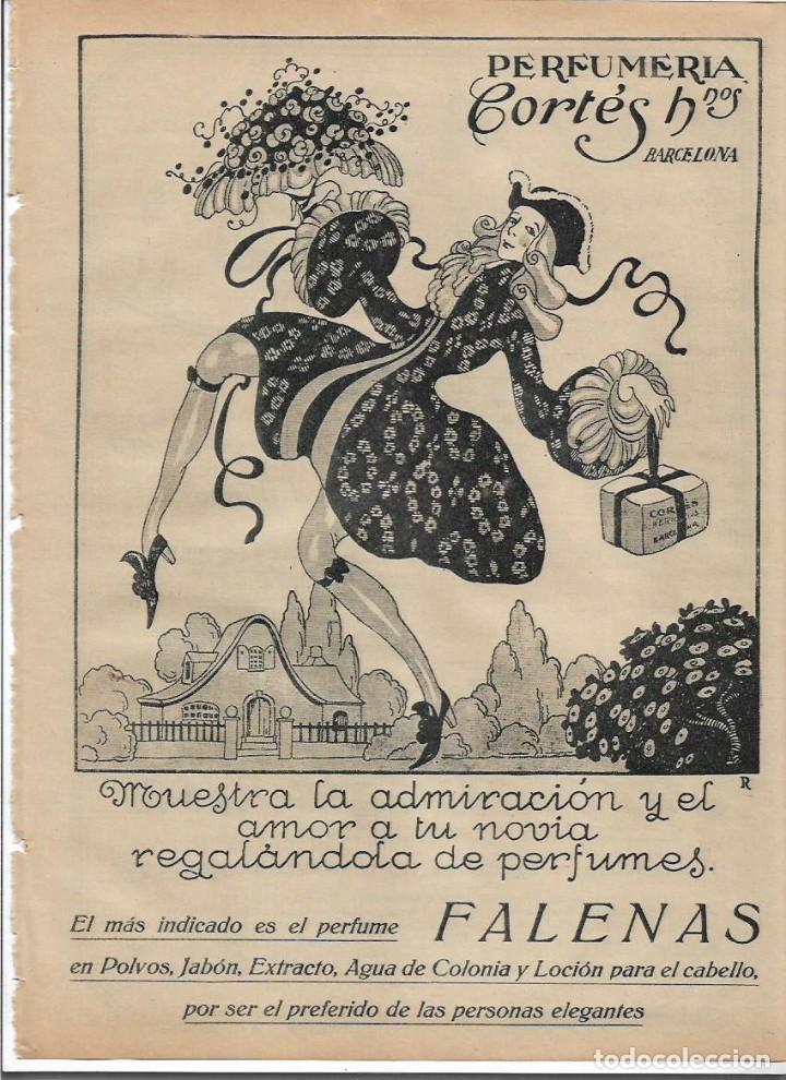 Collectionnisme: A&Ntilde;O 1925 RECORTE PRENSA PUBLICIDAD PERFUME FALENAS PRODUCTOS PERFUMERIA CORTES HERMANOS BARCELONA