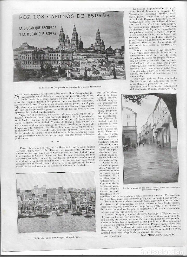 Coleccionismo: A&Ntilde;O 1925 RECORTE PRENSA SANTIAGO DE COMPOSTELA GALICIA CAMINOS DE ESPA&Ntilde;A EL BERBES VIGO PESCADORES