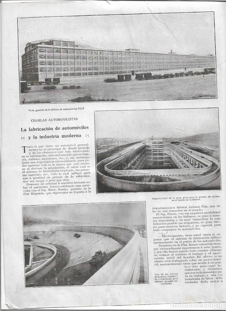 Coleccionismo: A&Ntilde;O 1925 RECORTE PRENSA FABRICACION AUTOMOVILES COCHES FABRICA FIAT INDUSTRIA MODERNA