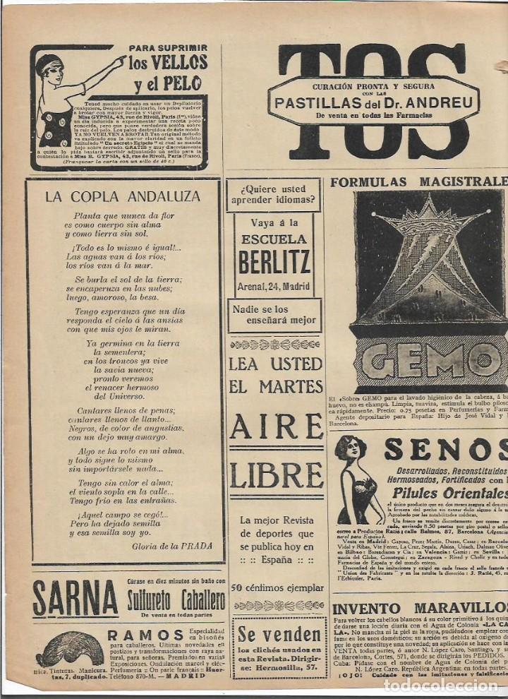 Coleccionismo: A&Ntilde;O 1925 RECORTE PRENSA POESIA LA COPLA ANDALUZA POR GLORIA DE LA PRADA