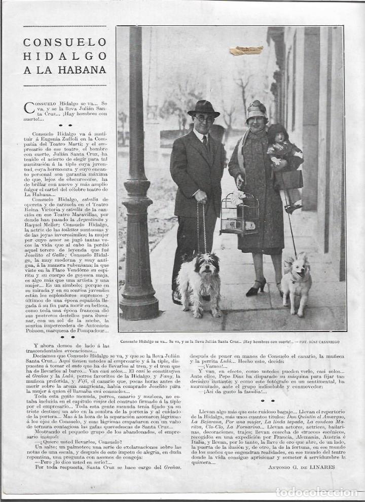 Colecionismo: A&Ntilde;O 1925 RECORTE PRENSA ARTISTA ACTRIZ CONSUELO HIDALGO EN LA HABANA CUBA