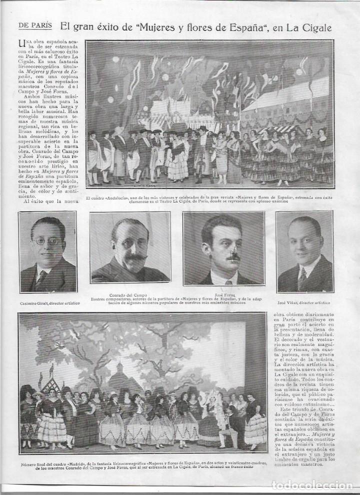 Collezionismo: A&Ntilde;O 1925 RECORTE PRENS TEATRO EXITO EN PARIS REVISTA MUJERES Y FLORES DE ESPA&Ntilde;A LA CIGALE JOSE FORNS