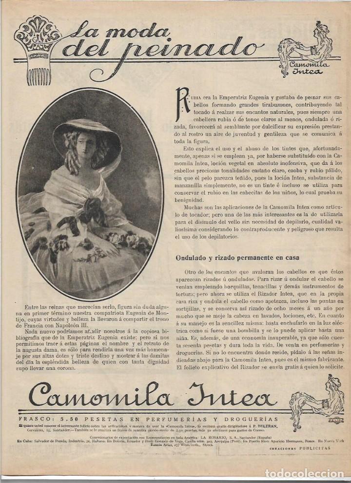 Coleccionismo: A&Ntilde;O 1925 RECORTE PRENSA PUBLICIDAD CAMOMILA INTEA LA MODA DEL PEINADO