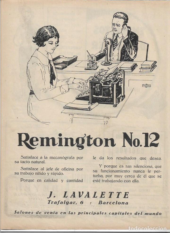Collecting paper: A&Ntilde;O 1925 RECORTE PRENSA PUBLICIDAD MAQUINA DE ESCRIBIR REMINGTON NUMERO 12 LAVALETTE