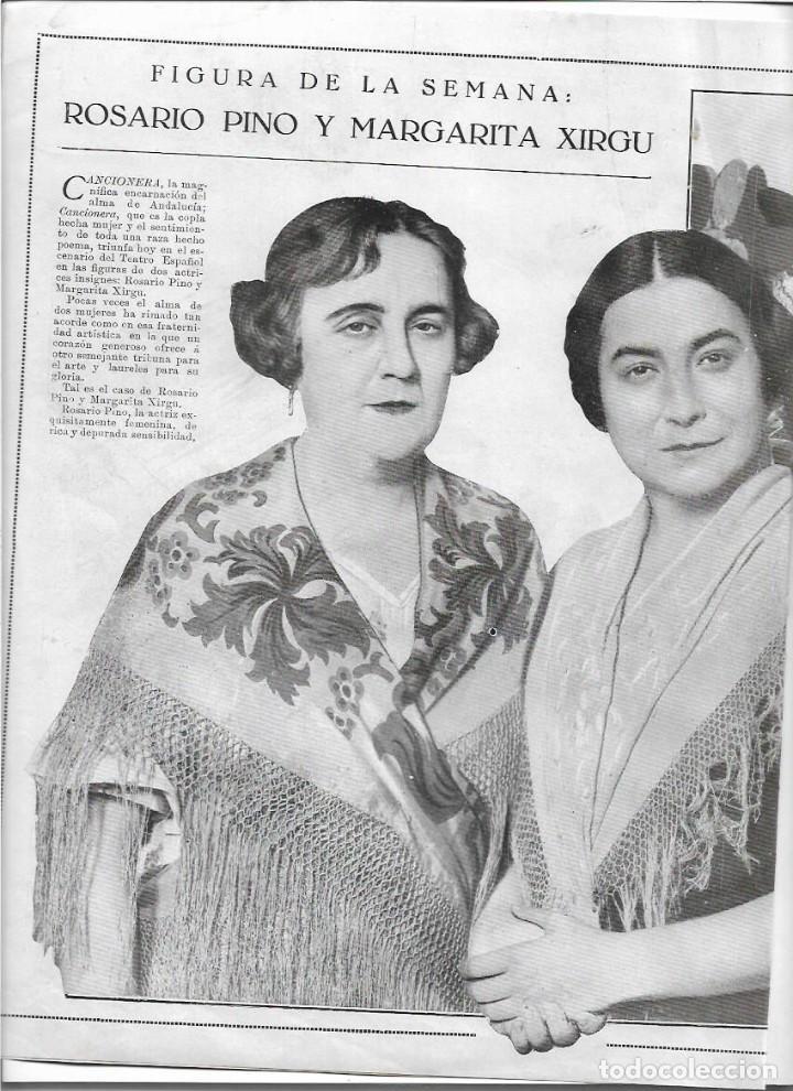 Collecting paper: A&Ntilde;O 1925 RECORTE PRENSA ARTISTAS ESPA&Ntilde;OLAS ROSARIO PINO MARGARITA XIRGU EXITO CANCIONERA