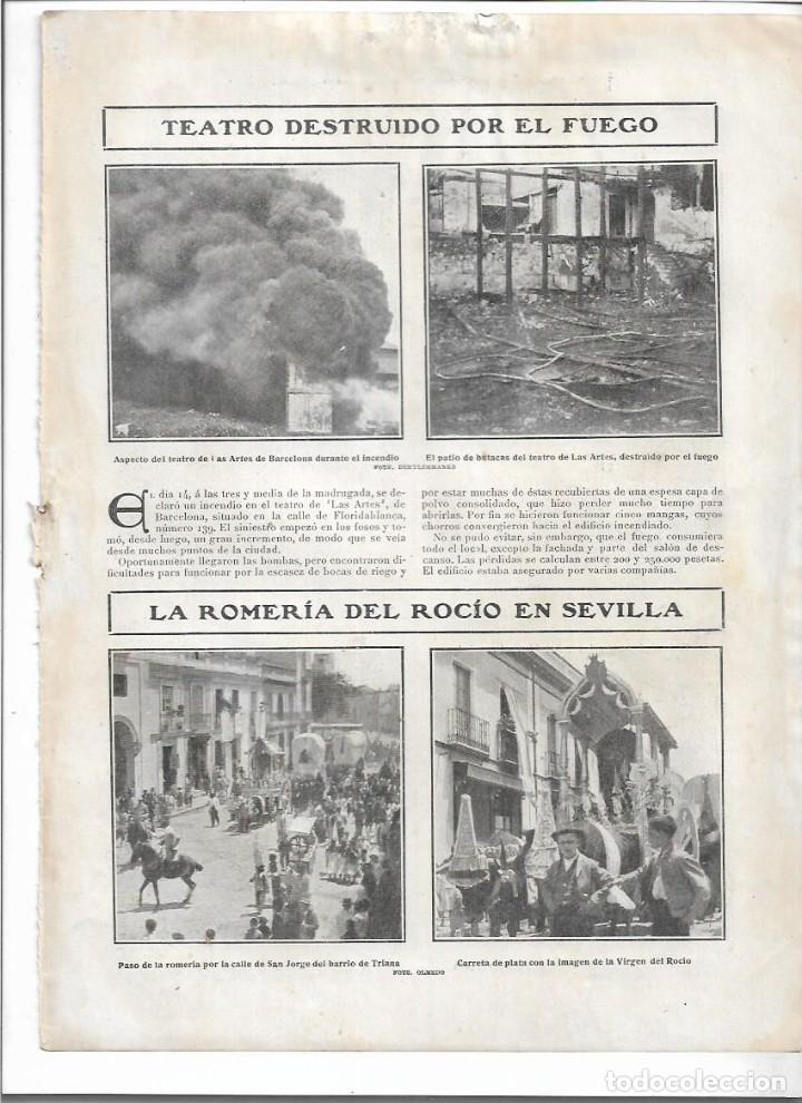 Colecionismo: A&Ntilde;O 1906 RECORTE PRENSA INCENDIO TEATRO DE LAS ARTES DE BARCELONA DESTRUIDO POR EL FUEGO