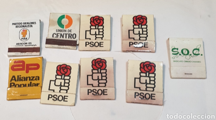 Coleccionismo: 9 estuches cerillas / fosforos partidos politicos