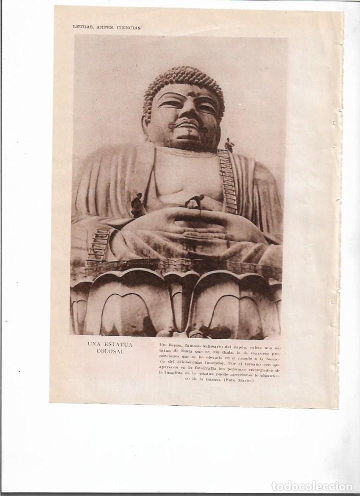 Coleccionismo: A&Ntilde;O 1929 RECORTE PRENSA ESTATUA DE BUDA EN BEPPU BALNEARIO DE JAPON ESTATUA COLOSAL FOTO MARIN