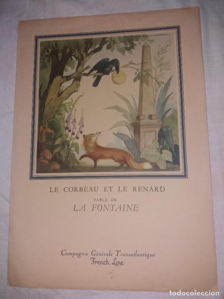 Coleccionismo: MEN&Uacute; 1957 - COMPAGNIE GENERALE TRANSATLANTIQUE FRENCH LINE. FABULA DE LA FONTAINE