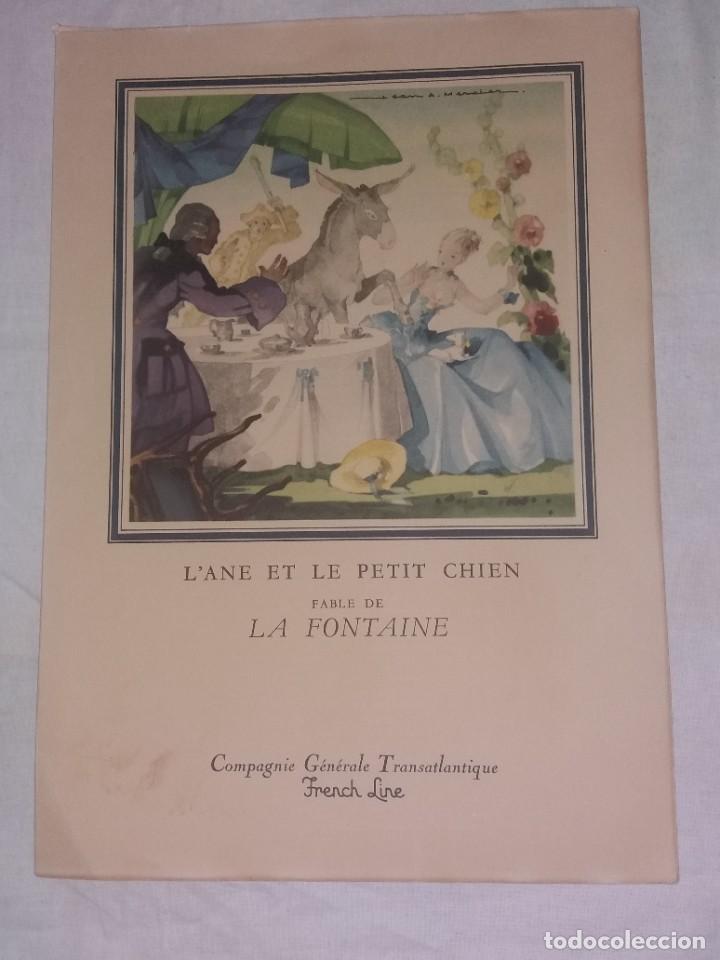 Coleccionismo: MEN&Uacute; 1957 - COMPAGNIE GENERALE TRANSATLANTIQUE FRENCH LINE. FABULA DE LA FONTAINE