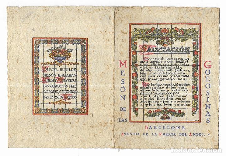 Coleccionismo: Carta Bautizo Mes&oacute;n de las Golosinas Barcelona