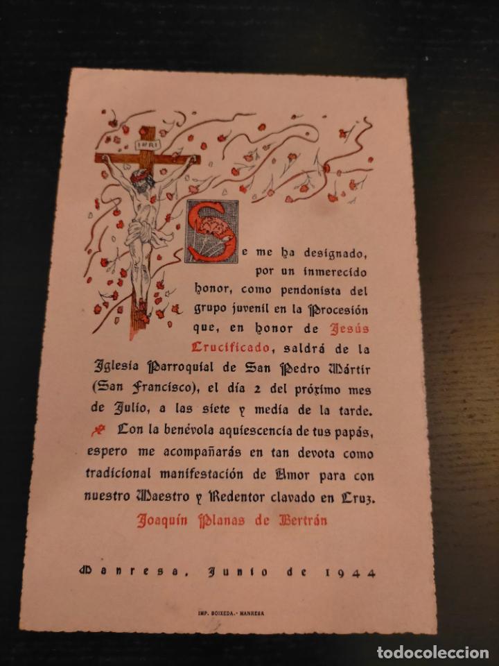 Colecionismo: POSTAL GRUPO JUVENIL PROCESI&Oacute;N JES&Uacute;S CRUCIFICADO IGLESIA SAN PEDRO M&Aacute;RTIR MANRESA 1944
