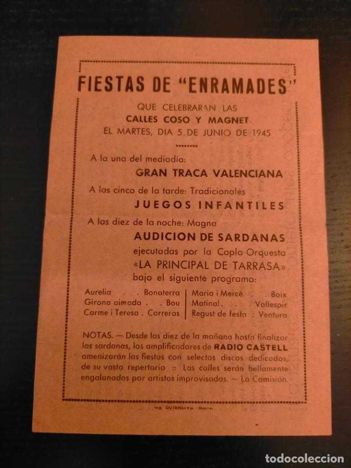 Coleccionismo: FIESTA DE ENRAMADES CALLE COSO Y MAGNET 1945 RADIO CASTELL PROGRAMA