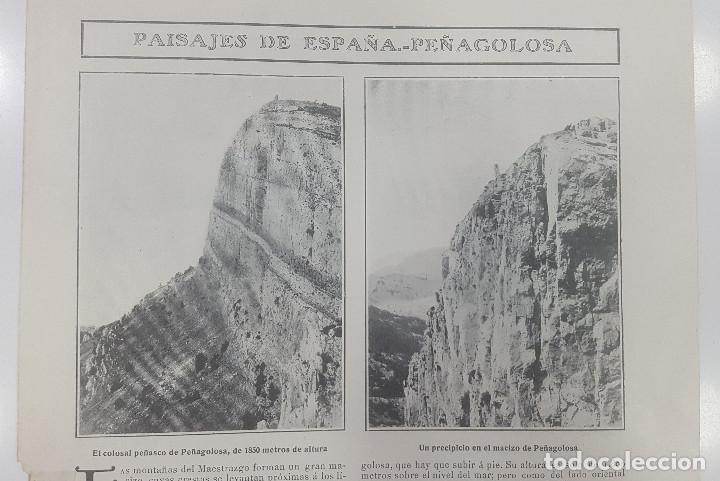 Collecting paper: A&ntilde;o 1908. HOJA. PAISAJES DE ESPA&Ntilde;A - PE&Ntilde;AGOLOSA, PE&Ntilde;ASCO, TORRE&Oacute;N (CASTELL&Oacute;N, MAESTRAZGO) C. SARTHOU