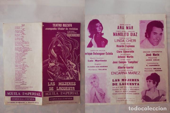 Collezionismo: ANTIGUO PROGRAMA / OLD PROGRAM: TEATRO RUZAFA LAS MUJERES DE LACUESTA. MAESTRO GUERRERO