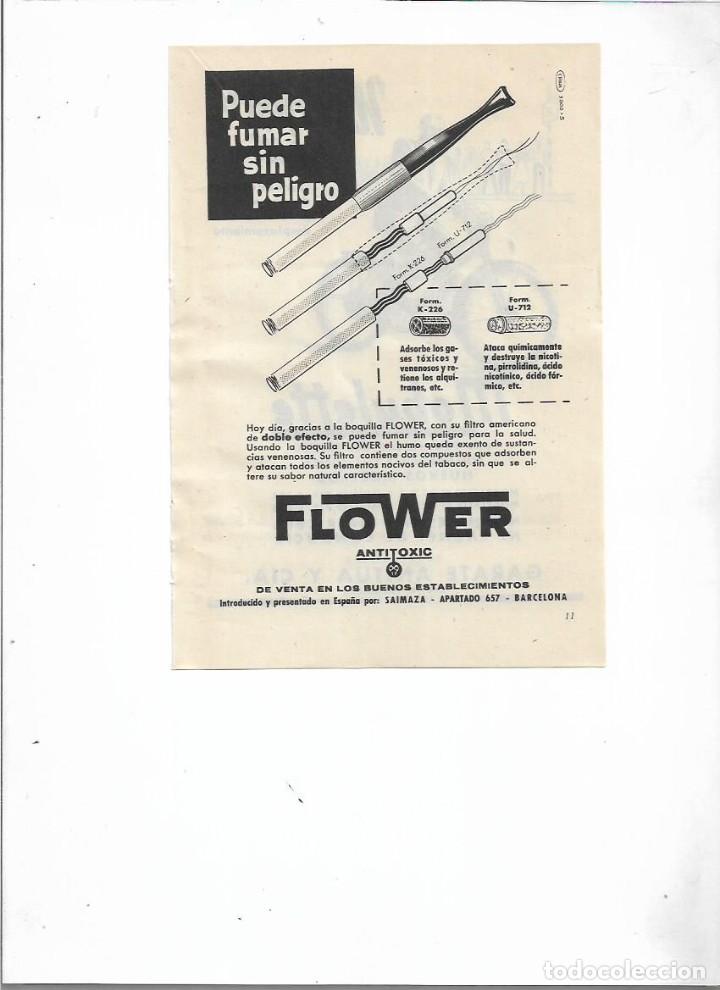 Coleccionismo: A&Ntilde;O 1956 RECORTE PRENSA PUBLICIDAD BOQUILLA FLOWER ANTITOXIC FUMAR TABACO CIGARRILLOS