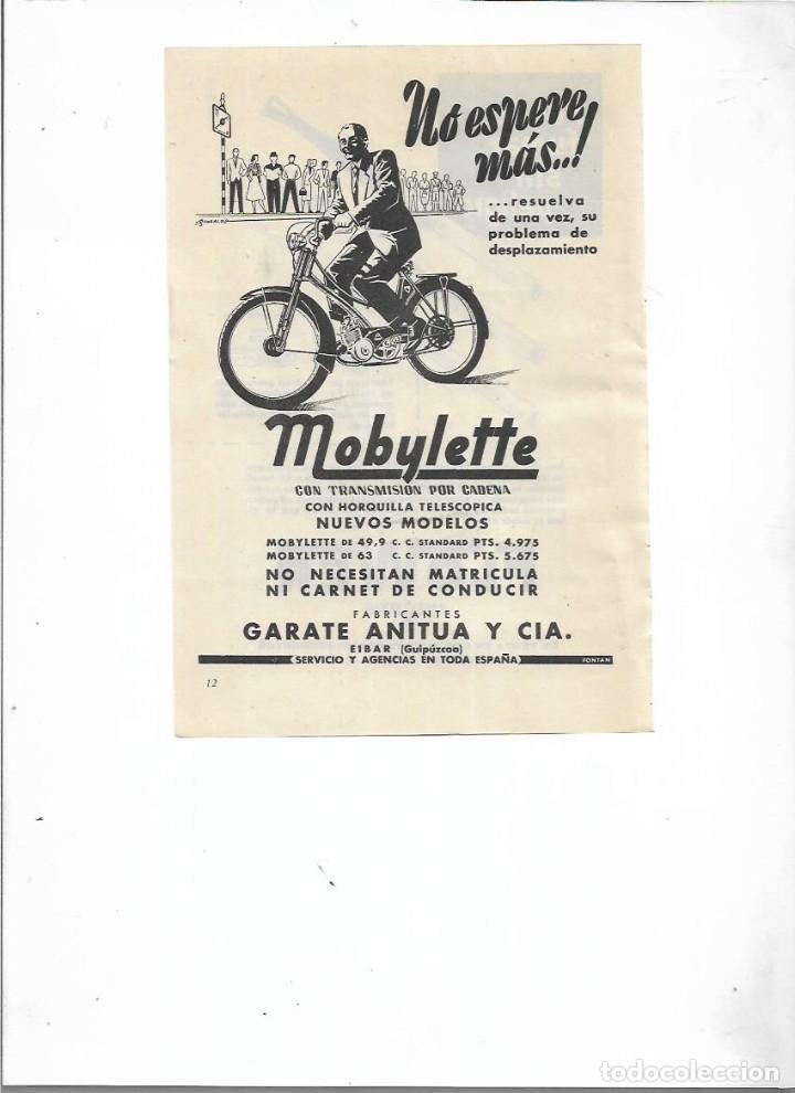 Collecting paper: A&Ntilde;O 1956 RECORTE PRENSA PUBLICIDAD MOBYLETTE GARATE ANITUA Y CIA CICLOMOTOR