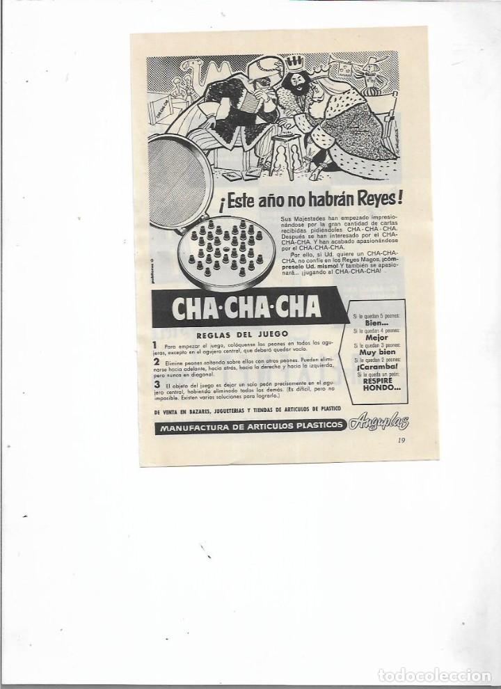 Coleccionismo: A&Ntilde;O 1956 RECORTE PRENSA PUBLICIDAD JUEGOS CHA-CHA-CHA MANUFACTURA DE ARTICULOS PLASTICOS ANGUPLAS