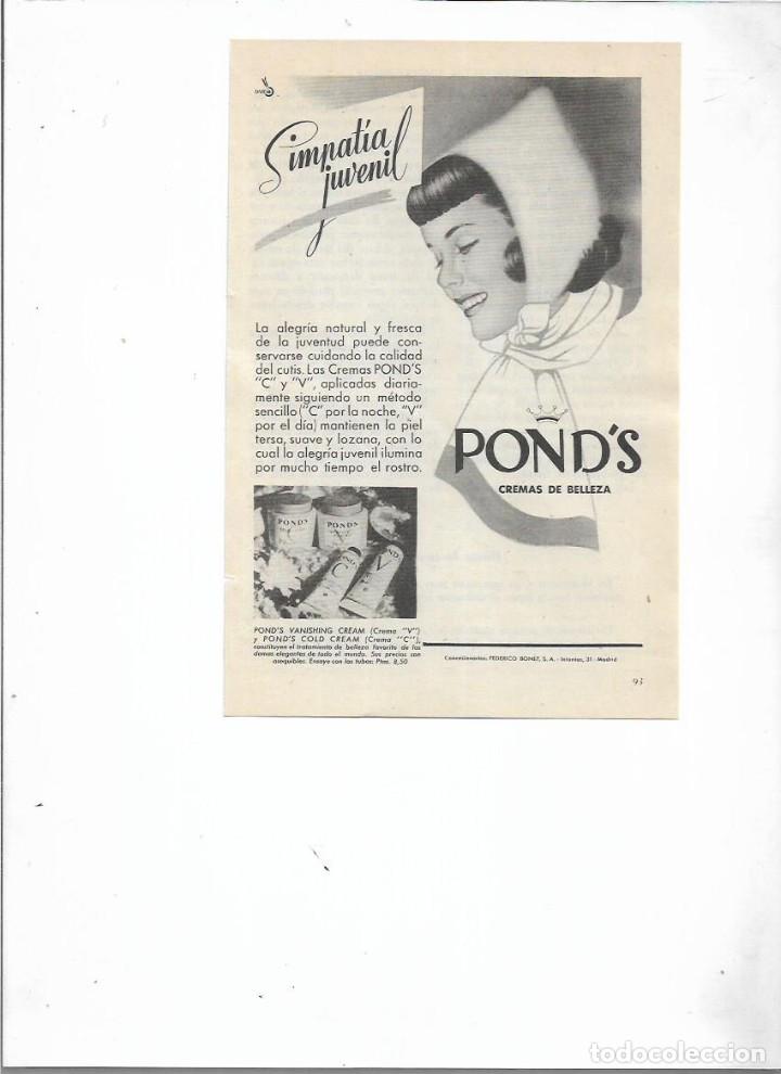Collectionnisme: A&Ntilde;O 1956 RECORTE PRENSA PUBLICIDAD CREMA BELLEZA POND'S PONDS COSMETICA LABORATORIO FEDERICO BONET
