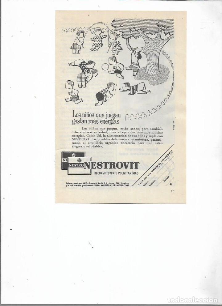 Collectionnisme: A&Ntilde;O 1956 RECORTE PRENSA PUBLICIDAD NESTROVIT RECONSTITUYENTE POLIVITAMINICO NESTLE NI&Ntilde;OS