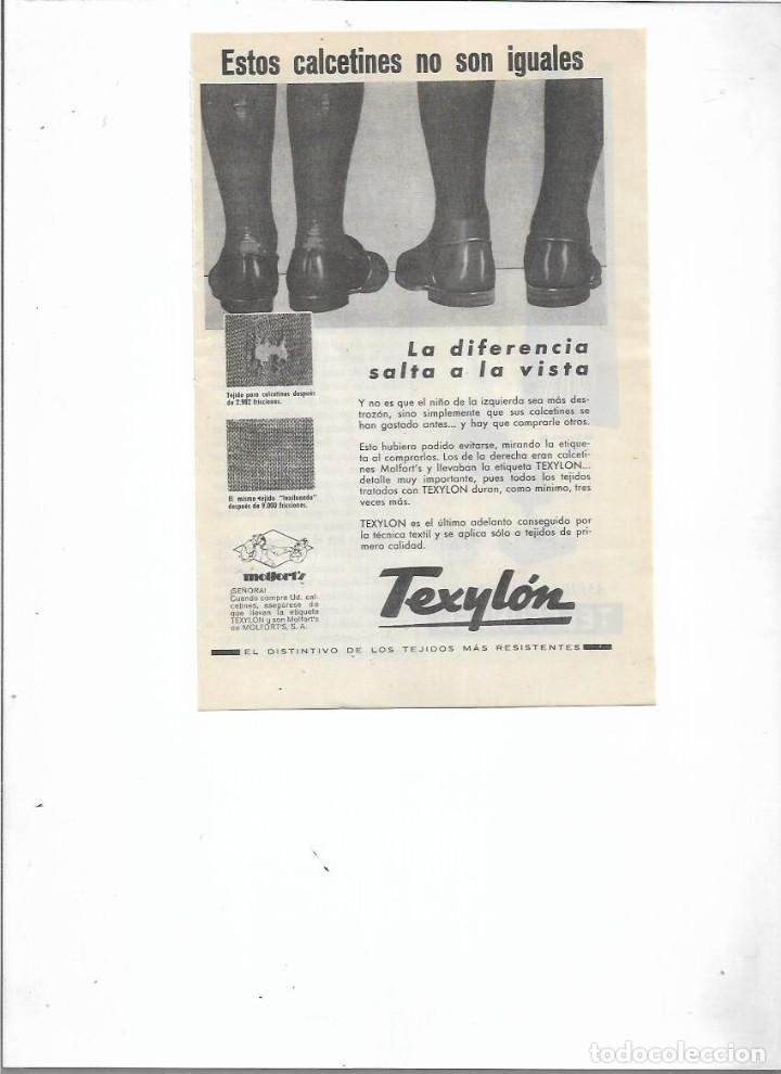 Collezionismo: A&Ntilde;O 1956 RECORTE PRENSA PUBLICIDAD TEXYLON CALCETINES MOLFORT'S MOLFORTS BADALONA