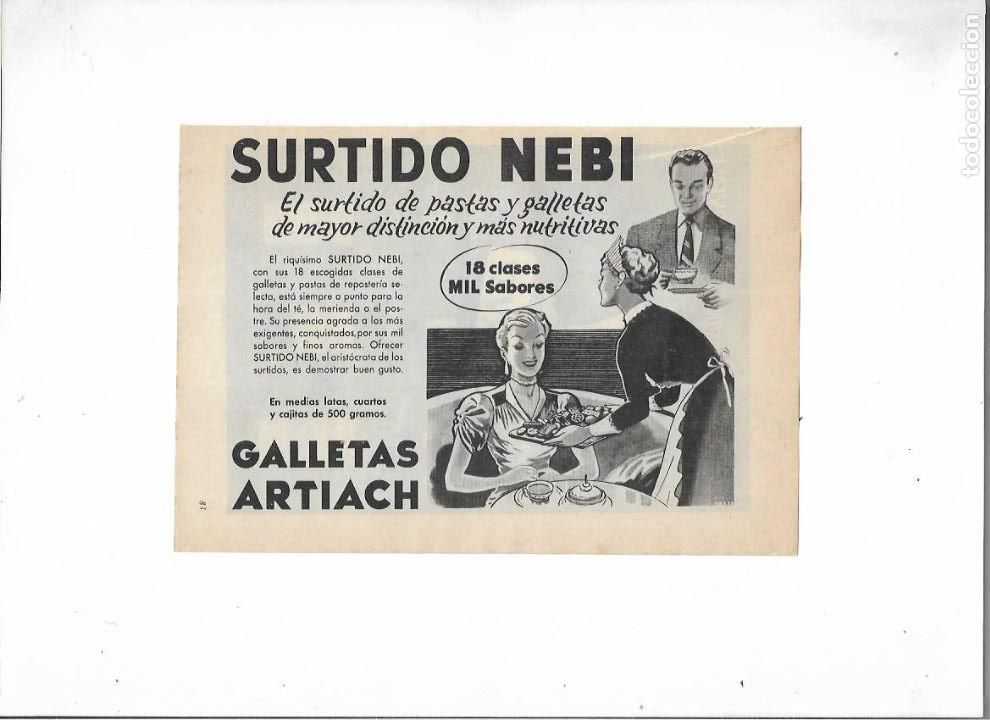 Collectionnisme: A&Ntilde;O 1956 RECORTE PRENSA PUBLICIDAD SURTIDO NEBI GALLETAS ARTIACH PASTAS