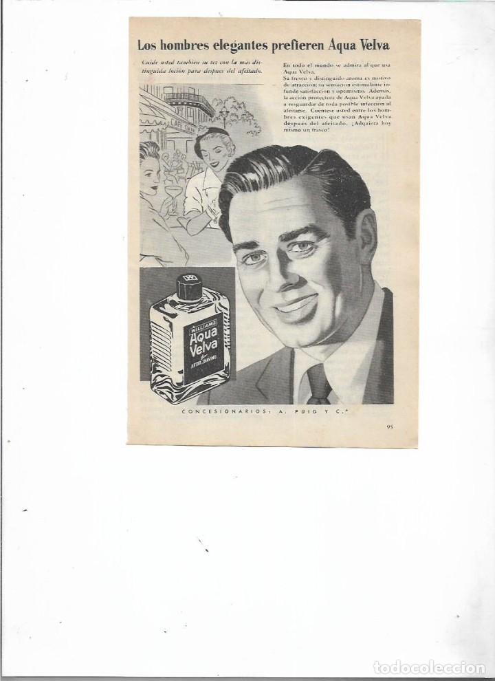 Collectionnisme: A&Ntilde;O 1956 RECORTE PRENSA PUBLICIDAD AQUA VELVA PARA HOMBRE AFTHER SHAVING AFEITADO WILLIAMS PUIG