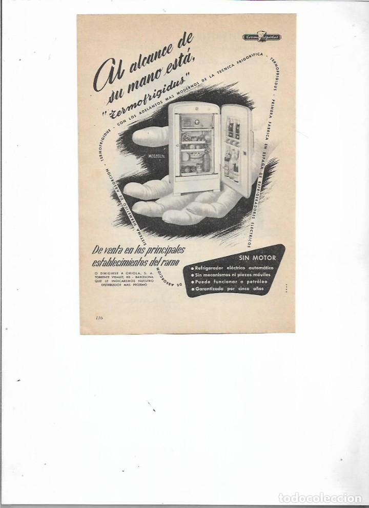 Collectionnisme: A&Ntilde;O 1956 RECORTE PRENSA PUBLICIDAD TERMOFRIGIDUS REFRIGERADOR SIN MOTOR NEVERA ELECTRODOMESTICOS