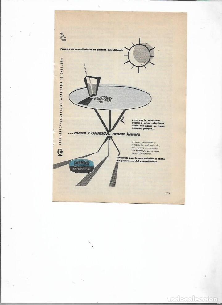 Collectionnisme: A&Ntilde;O 1956 RECORTE PRENSA PUBLICIDAD FORMICA MUEBLES CEPLASTICA GALDACANO REVESTIMIENTOS