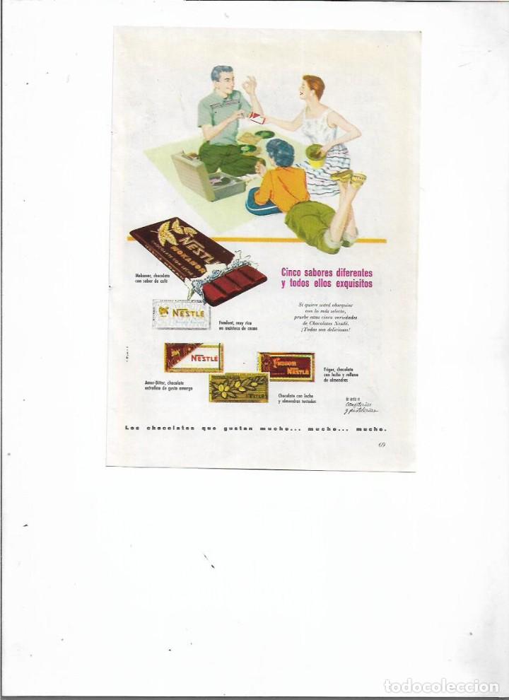 Collectionnisme: A&Ntilde;O 1956 RECORTE PRENSA PUBLICIDAD CHOCOLATE NESTLE CINCO SABORES DIFERENTES TABLETAS