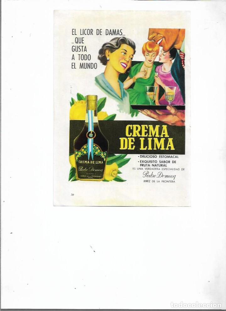Collectionnisme: A&Ntilde;O 1956 RECORTE PRENSA PUBLICIDAD BEBIDAS LICOR CREMA DE LIMA PEDRO DOMECQ JEREZ DE LA FRONTERA