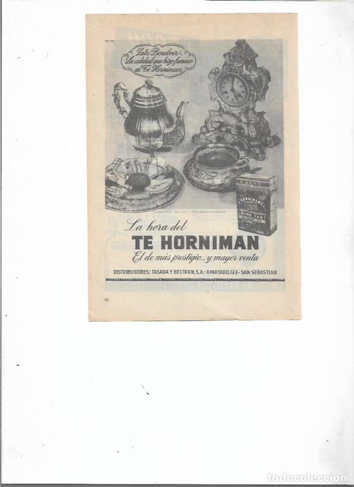 Collectionnisme: A&Ntilde;O 1956 RECORTE PRENSA PUBLICIDAD BEBIDAS TE HORNIMAN TASADA Y BELTRAN SAN SEBASTIAN