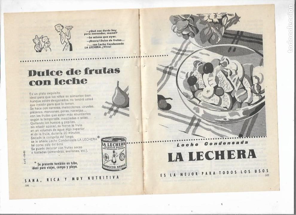 Collectionnisme: A&Ntilde;O 1956 RECORTE PRENSA PUBLICIDAD LECHE CONDENSADA LA LECHERA RECETA DULCE DE FRUTAS CON LECHE