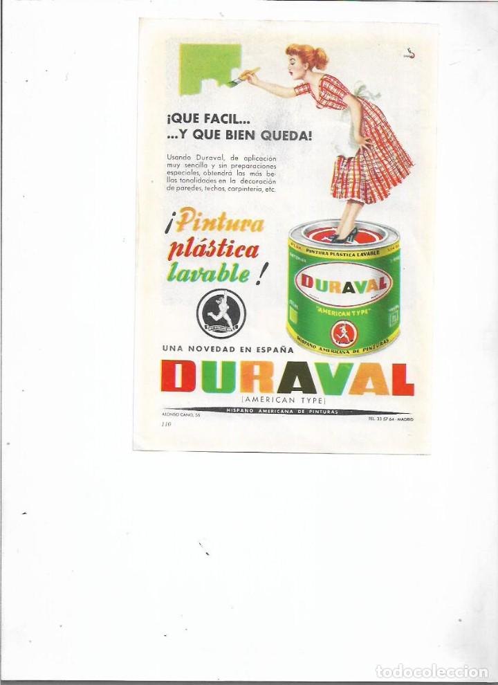 Collectionnisme: A&Ntilde;O 1956 RECORTE PRENSA PUBLICIDAD DURAVAL PINTURA PLASTICA LAVABLE HISPANO AMERICANA DE PINTURAS