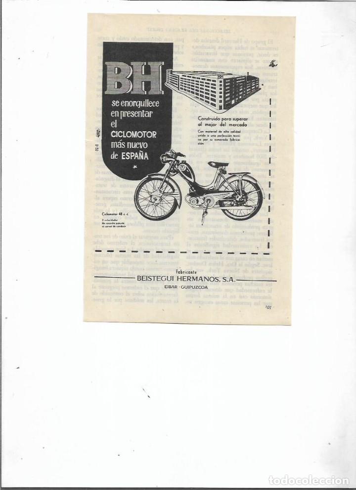 Collectionnisme: A&Ntilde;O 1956 RECORTE PRENSA PUBLICIDAD BICICLETA BH BERISTEGUI HERMANOS GUIPUZCOA