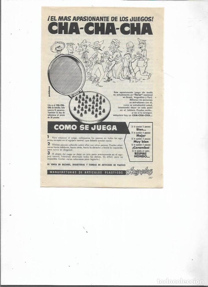 Coleccionismo: A&Ntilde;O 1956 RECORTE PRENSA PUBLICIDAD JUEGOS CHA-CHA-CHA MANUFACTURA DE ARTICULOS PLASTICOS ANGUPLAS