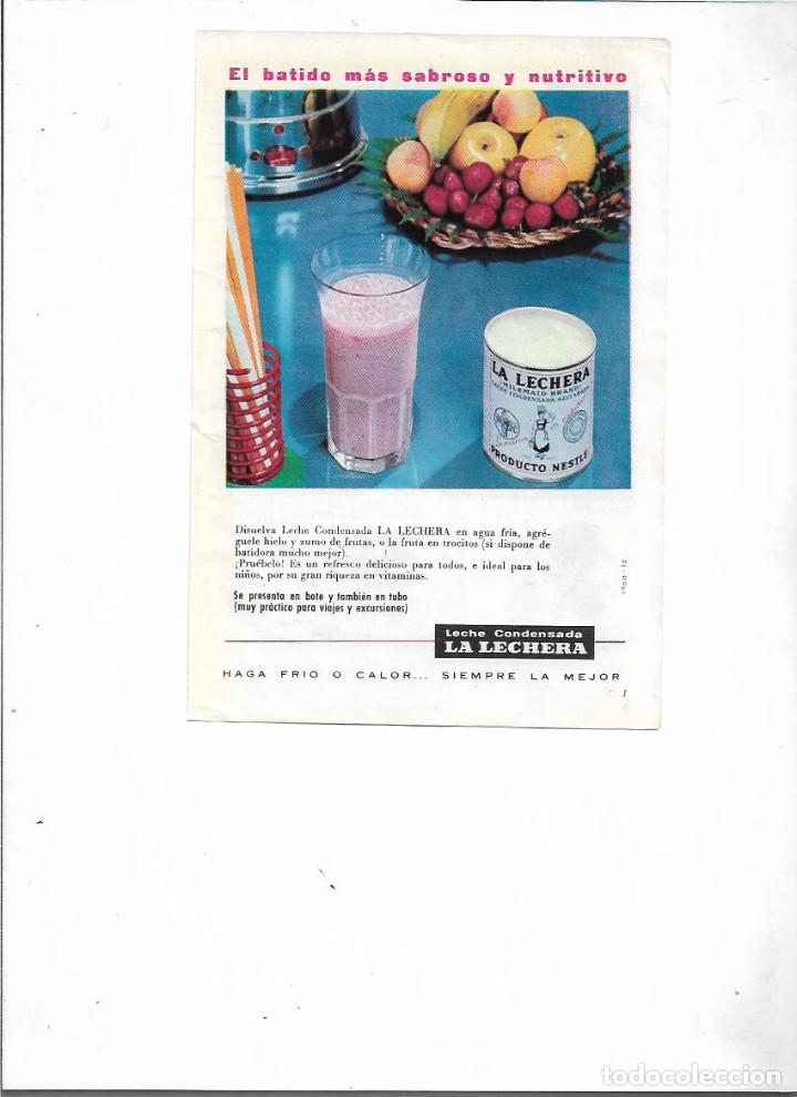 Collecting paper: A&Ntilde;O 1956 RECORTE PRENSA PUBLICIDAD LECHE CONDENSADA LA LECHERA NESTLE RECETA BATIDO DE FRUTAS