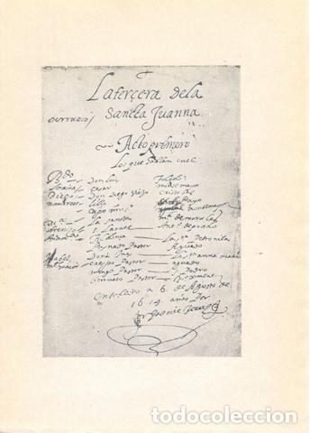 Sammelleidenschaft Papier: L&aacute;mina: AUTOGRAFO DE TIRSO DE MOLINA. 1614. Reproducci&oacute;n s.XX.