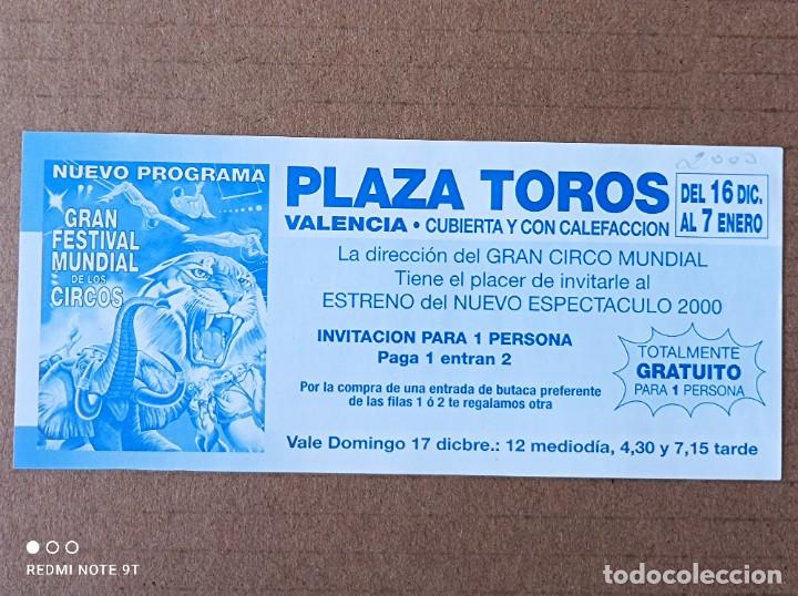 Coleccionismo: INVITACI&Oacute;N GRAN FESTIVAL MUNDIAL DE LOS CIRCOS - VALENCIA A&Ntilde;O 2000
