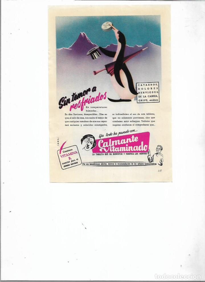 Collectionnisme: A&Ntilde;O 1956 RECORTE PRENSA PUBLICIDAD CALMANTE VITAMINADO RESFRIADOS VITAMINA B