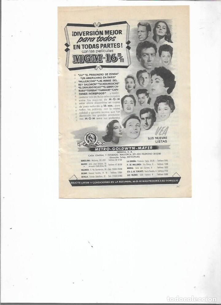 Sammelleidenschaft Papier: A&Ntilde;O 1956 RECORTE PRENSA PUBLICIDAD CINE PELICULAS MGM 16 METRO GOLDWYN MAYER