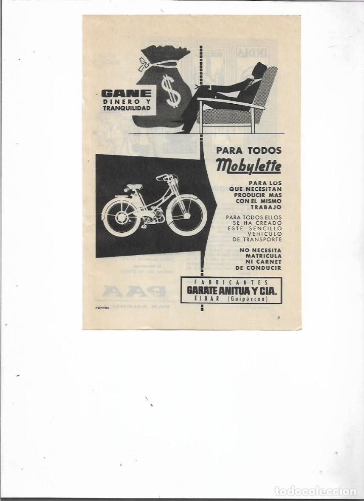 Collectionnisme: A&Ntilde;O 1957 RECORTE PRENSA PUBLICIDAD MOBYLETTE GARATE ANITUA Y CIA CICLOMOTOR