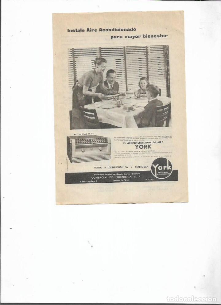 Coleccionismo: A&Ntilde;O 1957 RECORTE PRENSA PUBLICIDAD YORK AIRE ACONDICIONADO DE AIRE COMERCIAL DE INGENIERIA